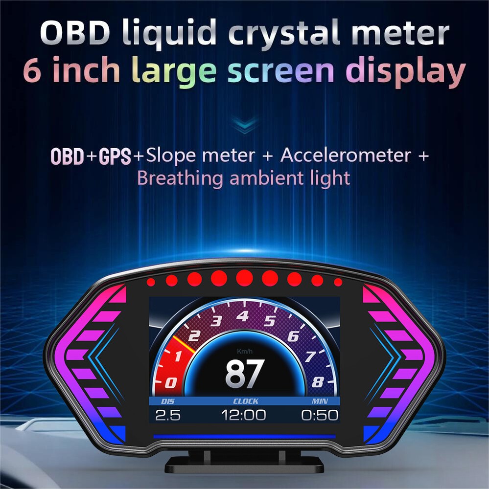 ANCEL P3 Head Up Display Auto GPS Speedometer Multi-function OBD LCD Instrument