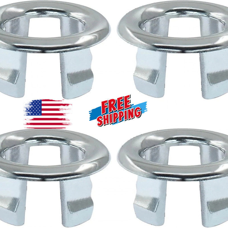 4 Pack Sink Overflow Ring Bathroom, Trim Round Silver