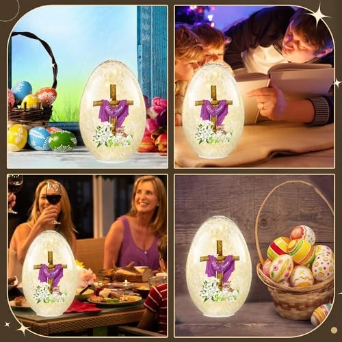 Ester Egg Light Decorations, 8.27'' Lighted Glass Egg Tabletop Decor He is