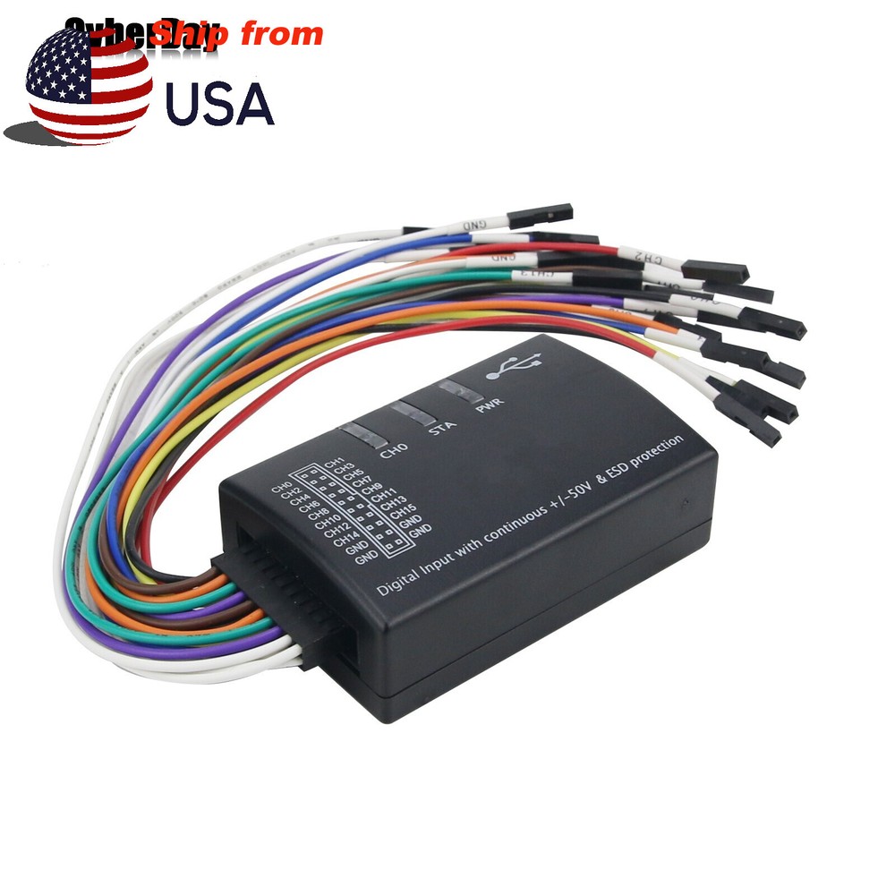 Mini 16 Logic Analyzer USB 100M Max Sample Rate 16CH 1.1.34 Support 1.2.10 【US】