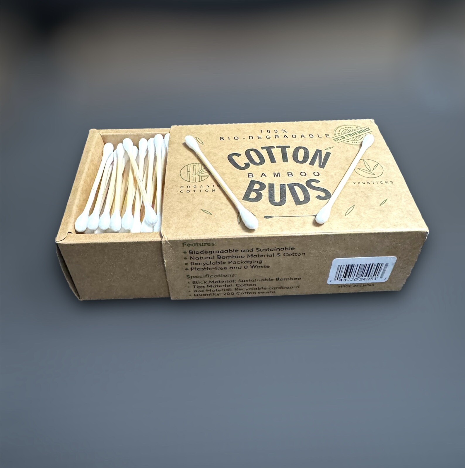 Bamboo Qtips Cotton Buds with Wooden Sticks QTips for Ears Swabs 2 Box 400 Count