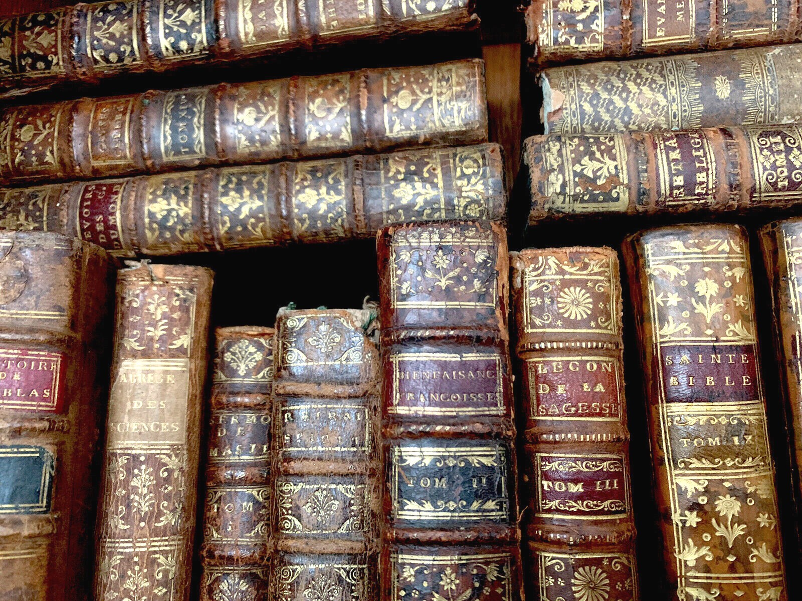 OLD BOOK Leather Antique Binding from 1700s - Literature, History, Religion Etc