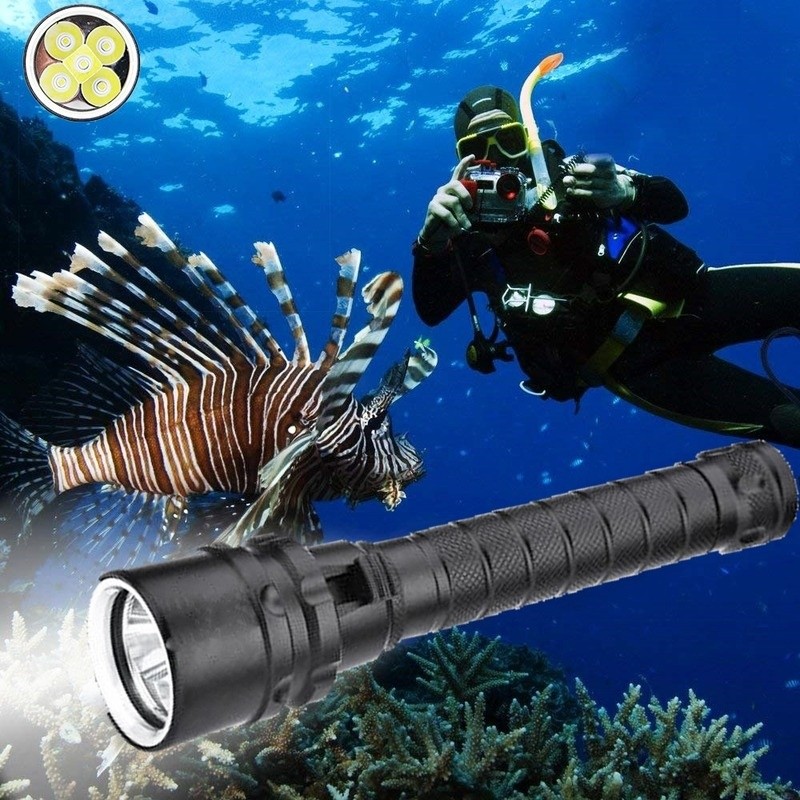 500M Diving Flashlight Torch 5LED UnderWater Depth Scuba Diving Torch US