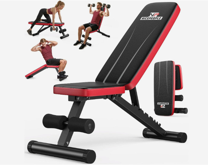 NICEPEOPLE Basic Weight Bench for Home Gym Foldable Workout Bench with 8