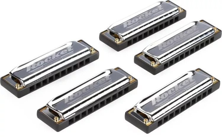 Hohner Rocket Harp Harmonica Pro Pack 5-Piece Harmonica Set with Case C G A D Bb