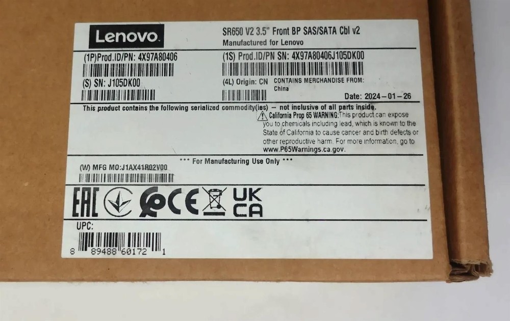 Lenovo ThinkSystem SR650 4X97A80406 V2 Chassis Front Backplane Cable Kit