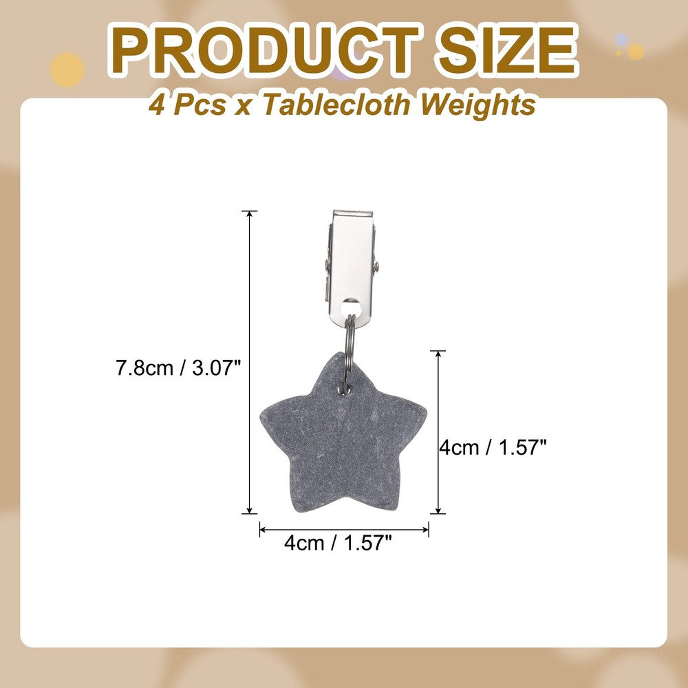 4Pcs Tablecloth Weights, Star Shape Tablecloth Pendant 4x4cm, Gray
