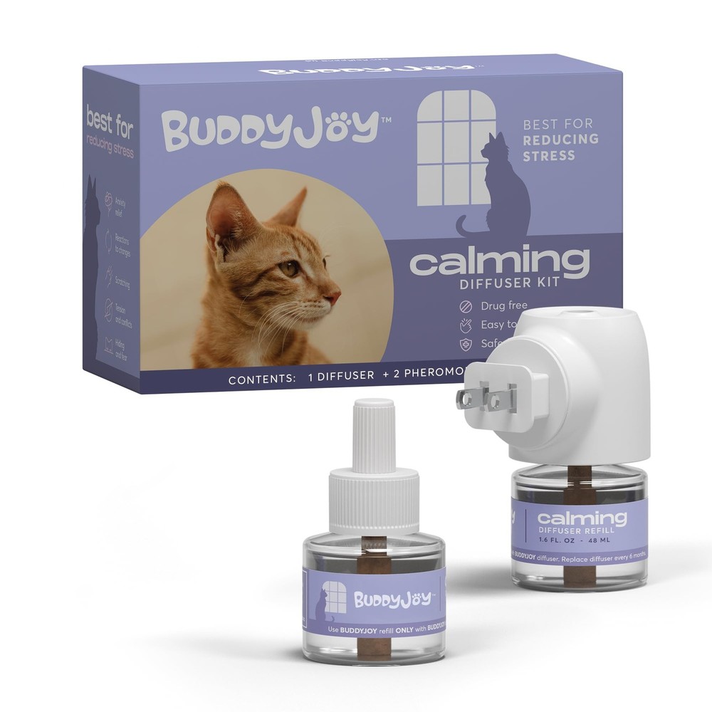 BUDDYJOY Cat Calming Diffuser Refills – Long-Lasting 30-Day Formula with Pher...