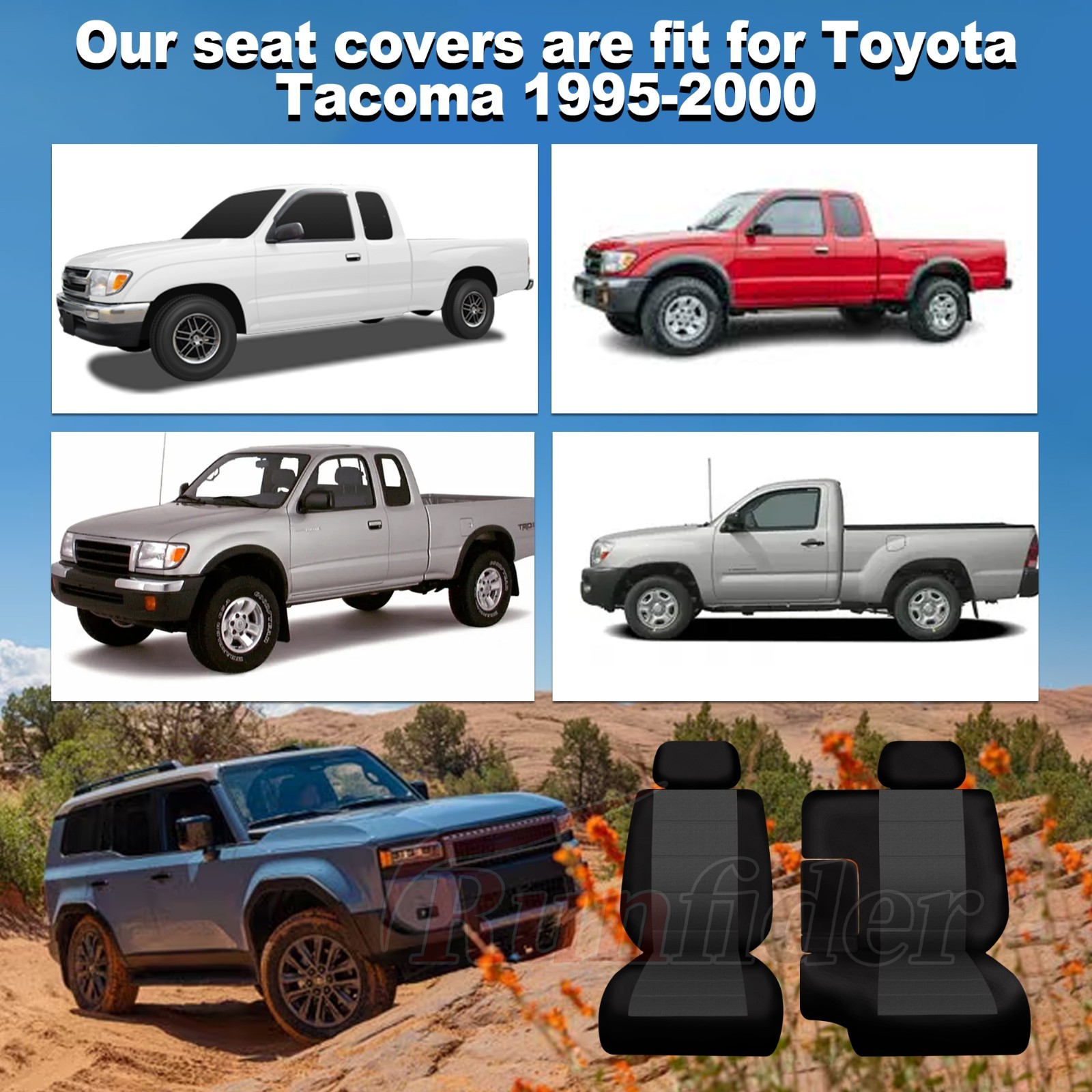 60/40 Front Bench Seat Covers for Toyota Tacoma 1995-2000