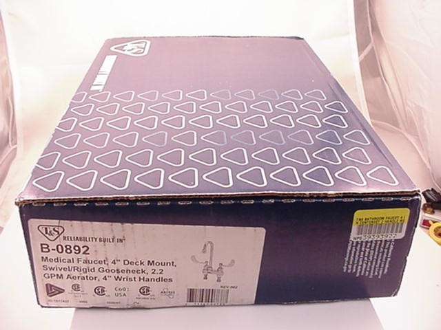 T & S B-0892 Medical Faucet 4-Inch Deck Gooseneck Swivel