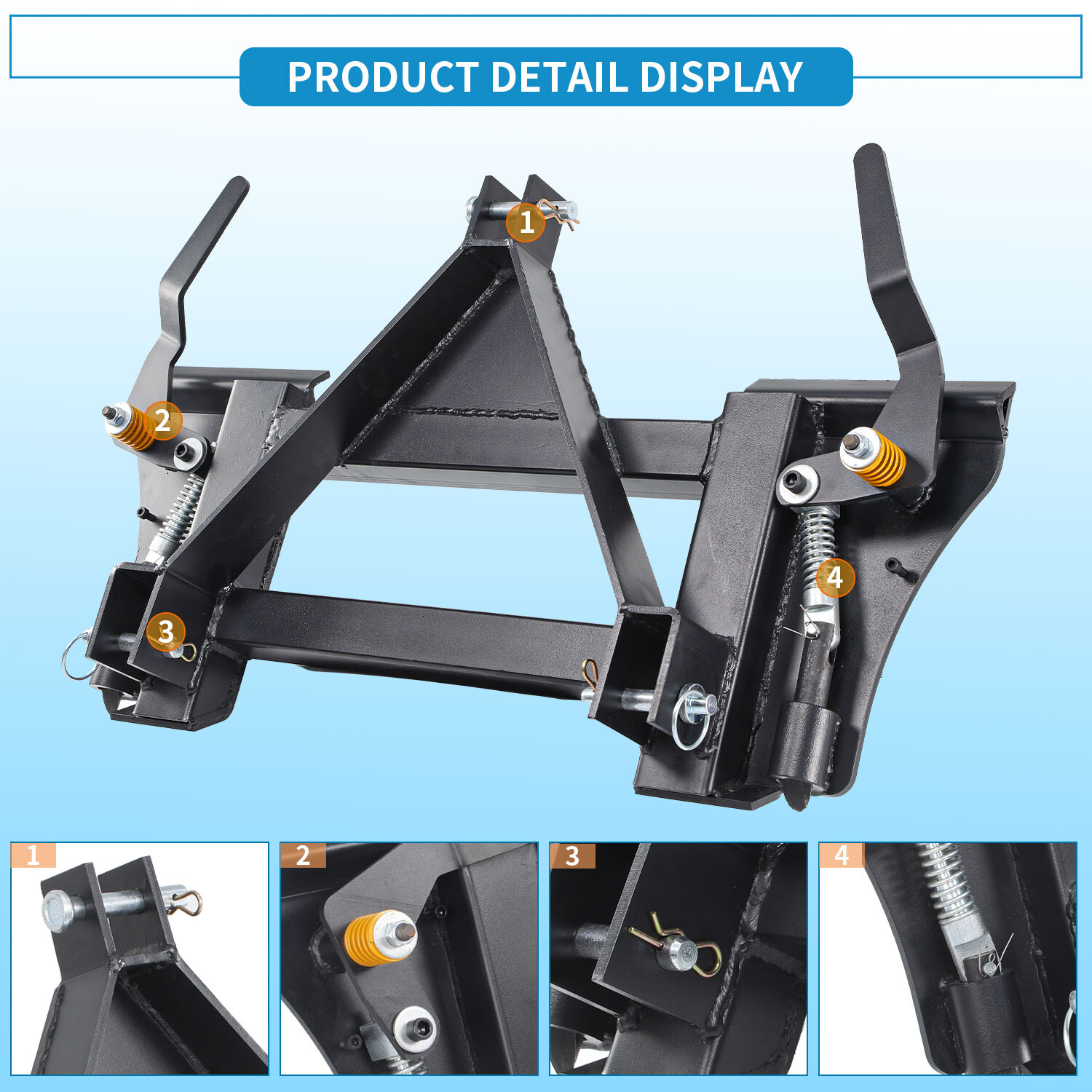 3 Pt Skid Steer Quick Tach Conversion Adapter for Cat 1 Tractors Heavy Steel US