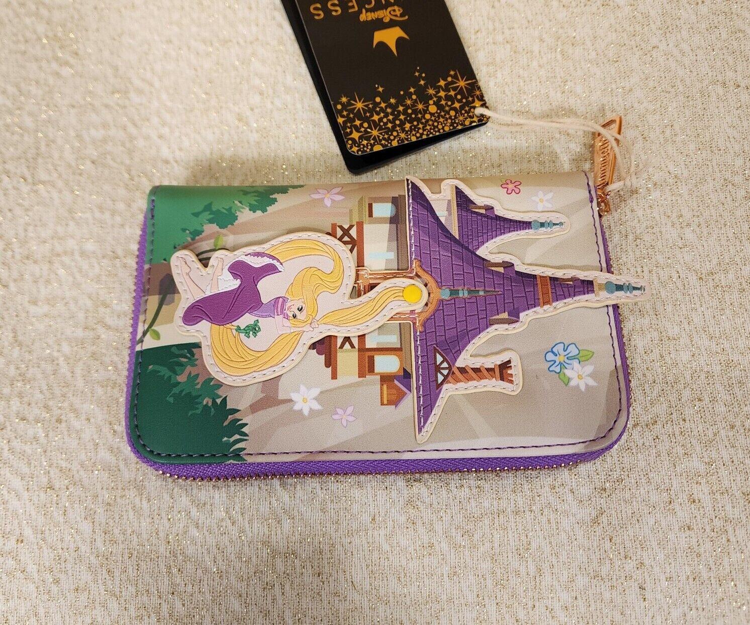 Loungefly Disney Tangled Rapunzel Swinging From Tower Zip Around Wallet NEW