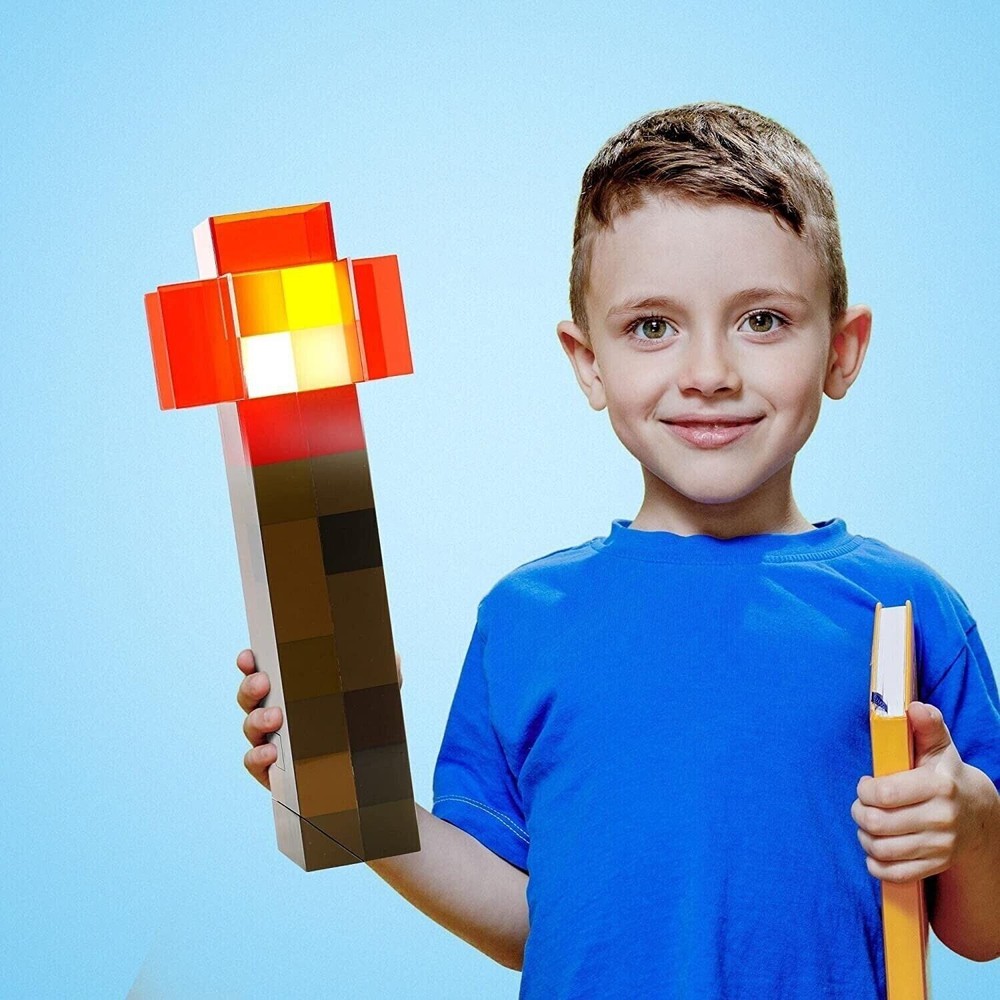 Minecraft Torch Rechargeable Portable Night Light Redstone Torch, Orange Light