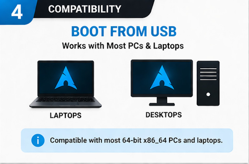 Arch Linux Bootable USB Live Installer 64bit UEFI Legacy PC Intel Mac FAST SHIP