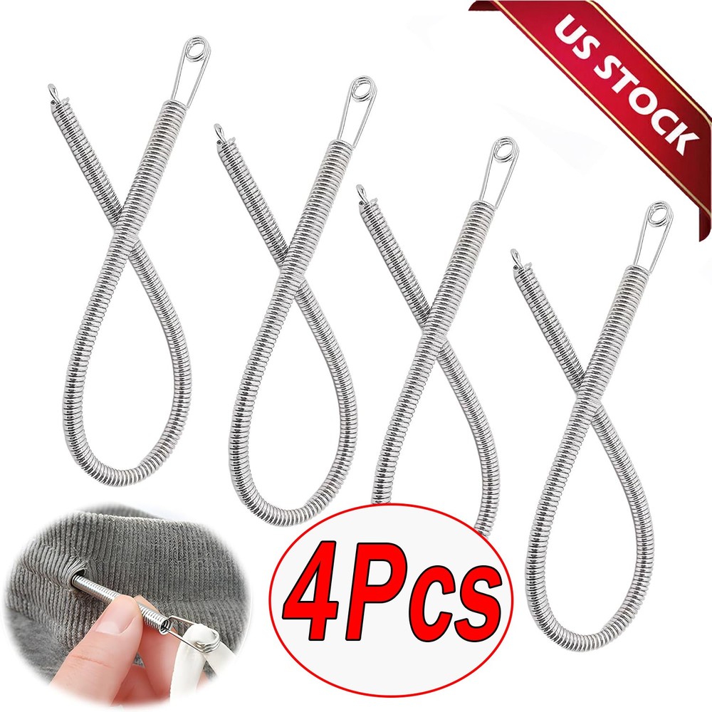 4Pcs Flexible Spring Drawstring Threader Clip Tool for Pants & Hoodies - NEW