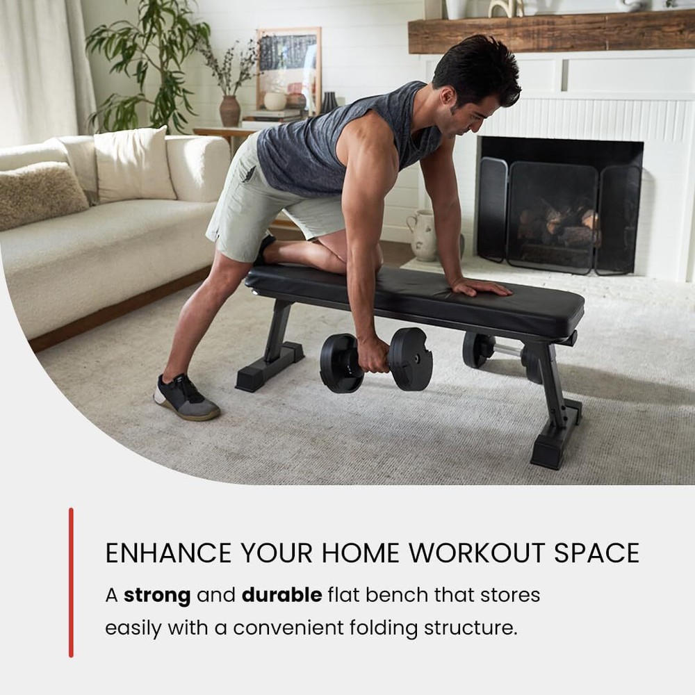 Finer Form Gym Quality Foldable Flat Bench for Multi-Purpose Weight Training