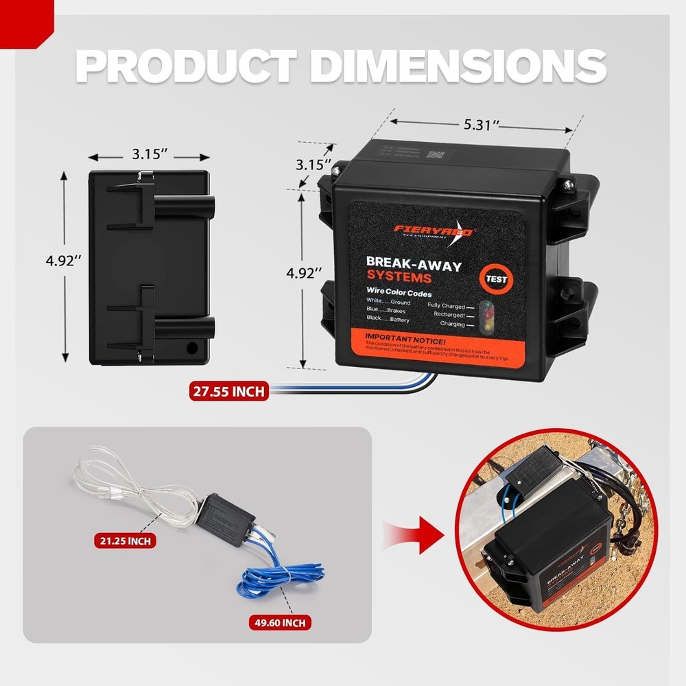 LED Trailer Breakaway Kit with Battery & Switch - Ultimate Safety & Reliability