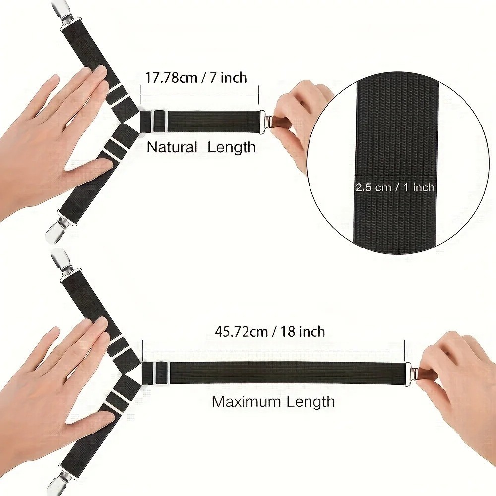 4 Pcs Adjustable Triangle Fitted Straps Fasteners Holders Garters for Bed Sheets