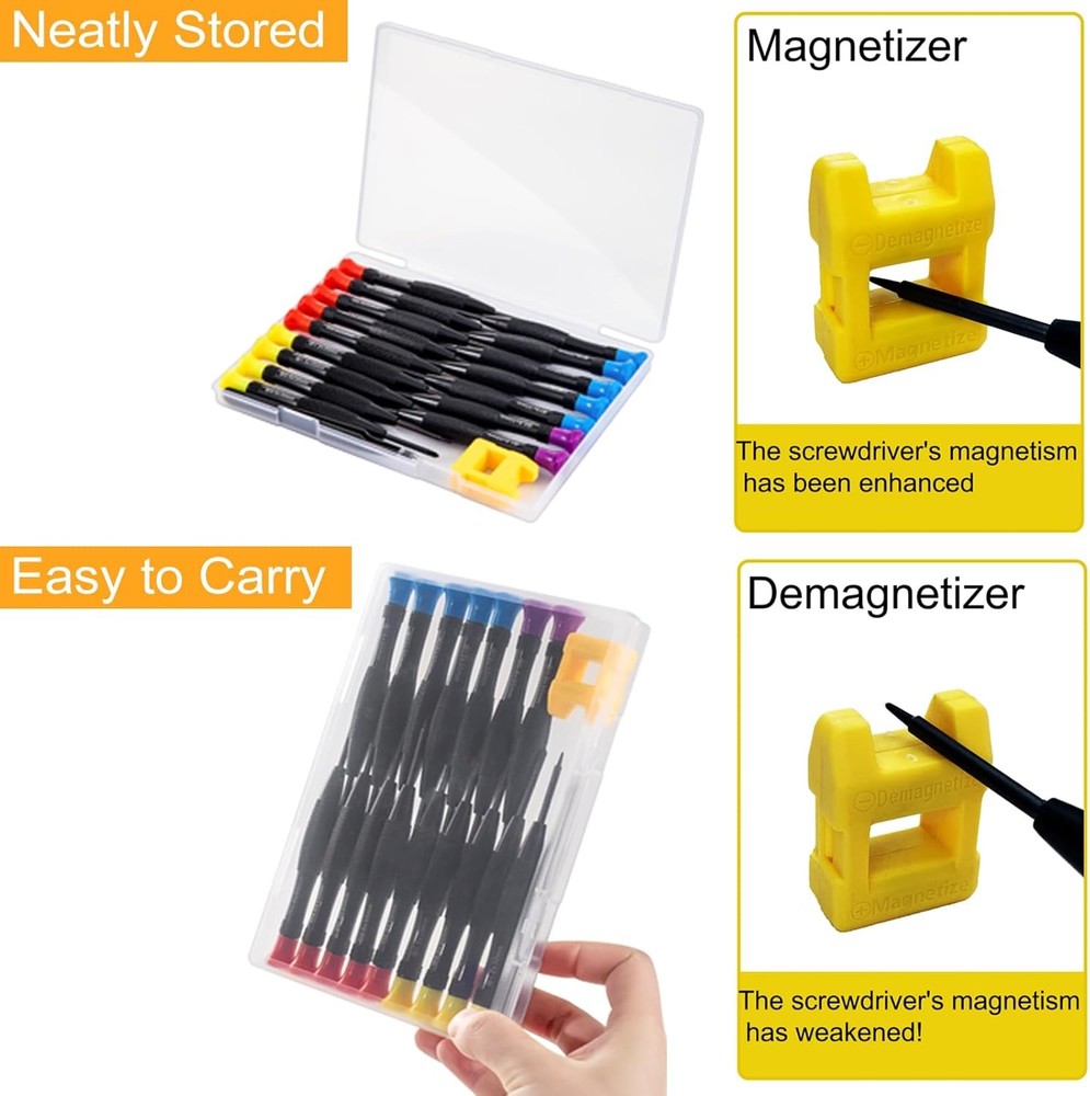 18PCS Mini Precision Screwdriver Set with Case, Magnetic Small Flathead Phillip