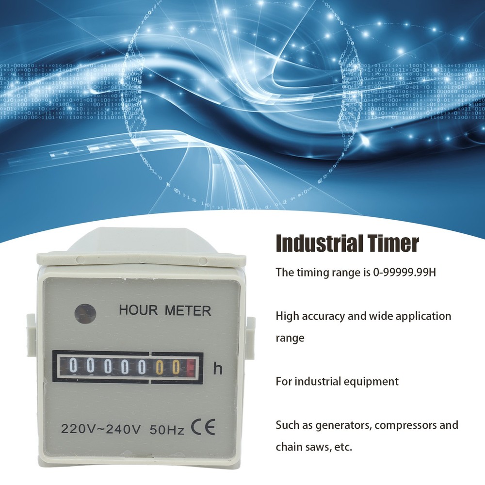 0.3W Hour Meter Mechanical Hour Counter Industrial Timer With Indicator HM‑