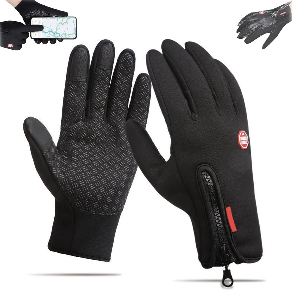 Winter Gloves, Thermal Touch Screen Windproof Medium, Black