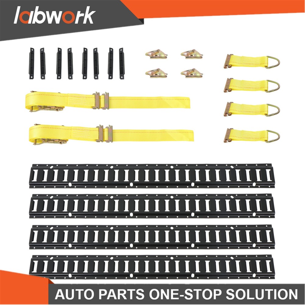 Labwork E Track Tie Down Rail Kit  4' E Track Rails End Caps ETrack Straps