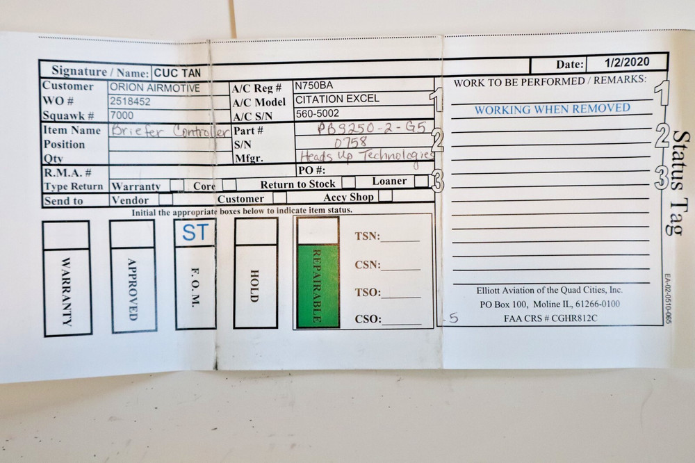 Heads Up Technologies PBS250-2-G5 Briefer Controller (28 VDC) Removed Working