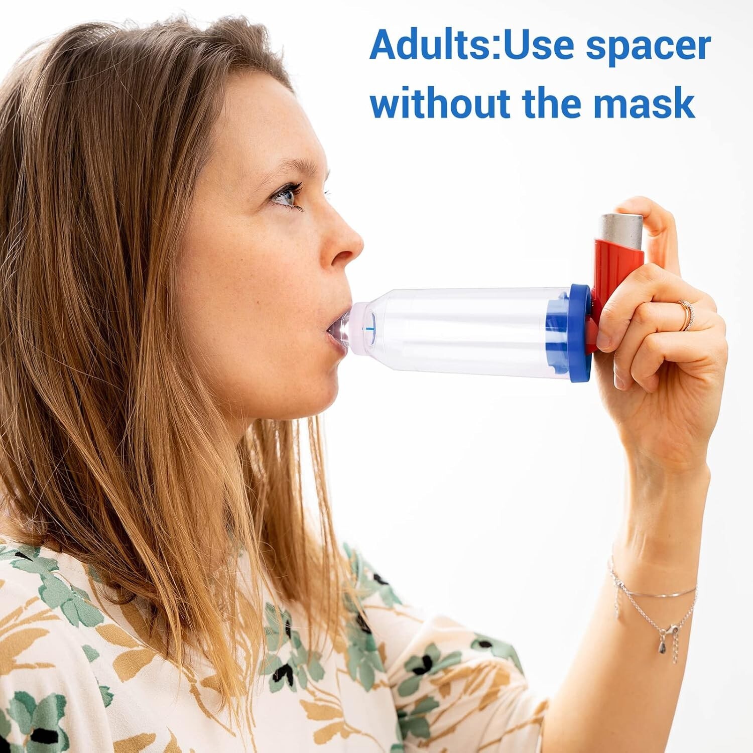 Portable Handheld Spacer Low Resistance Inhalation w/ Adult + Child Size 2 Masks