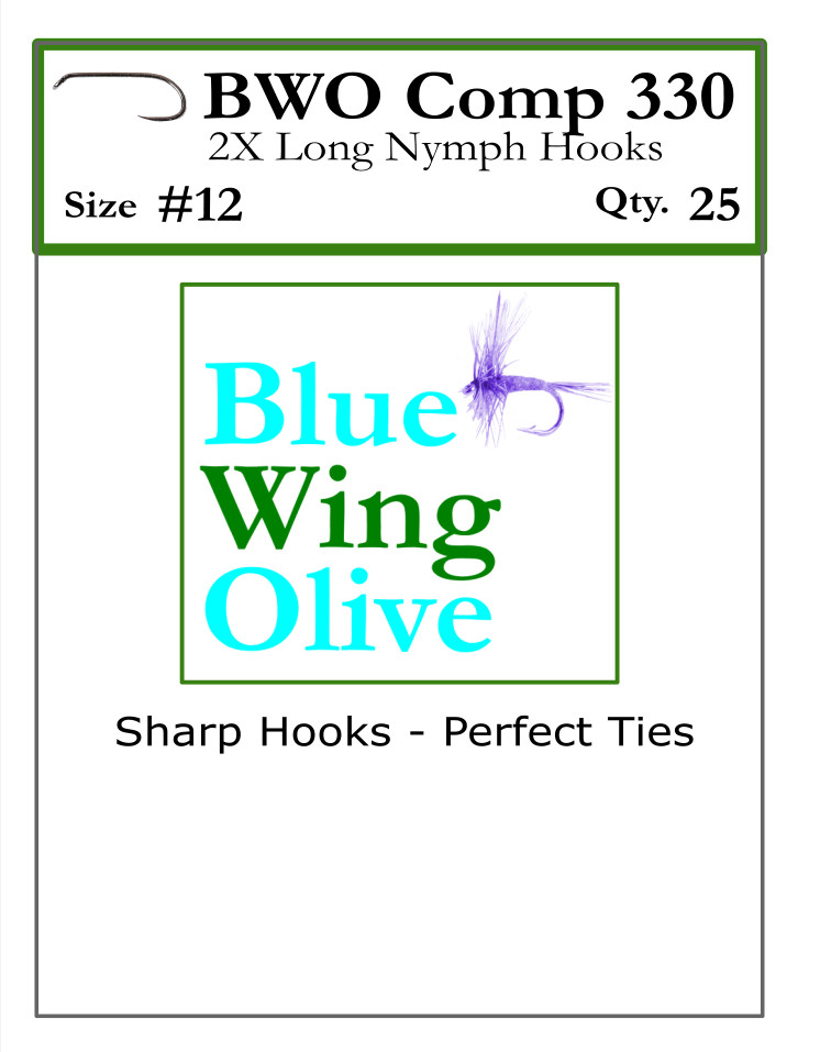 BWO Comp 330 Barbless 2X Long Nymph Fly Hooks