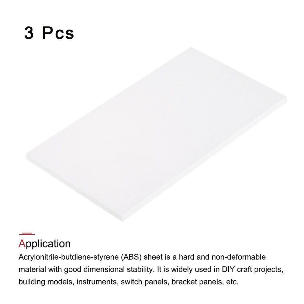 ABS Plastic Sheet 7 x 4 x 0.24" ABS Styrene Sheets White 3 Pcs