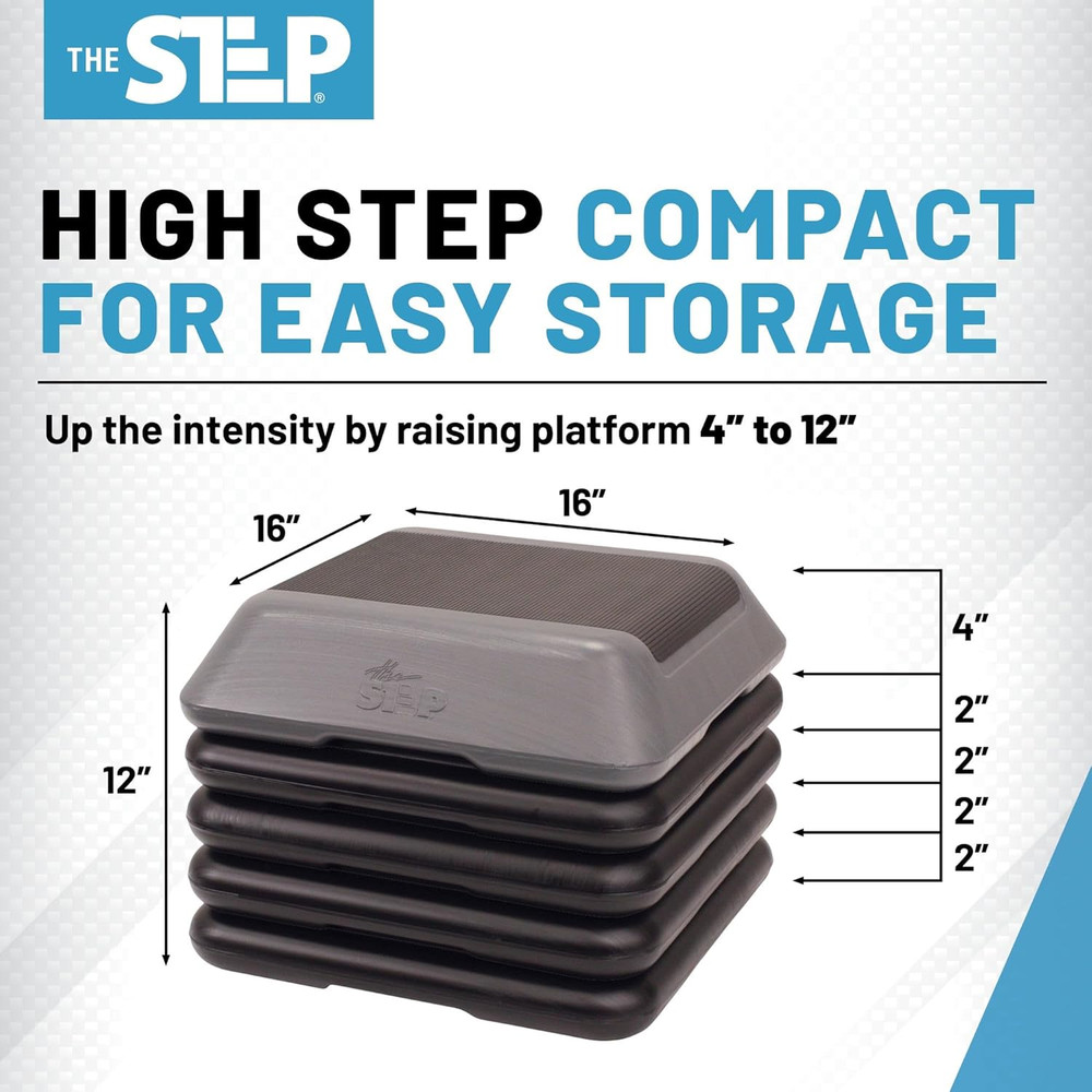 The Step Adjustable High Step Aerobic Platform with 4 Risers, Home Gym Workout E