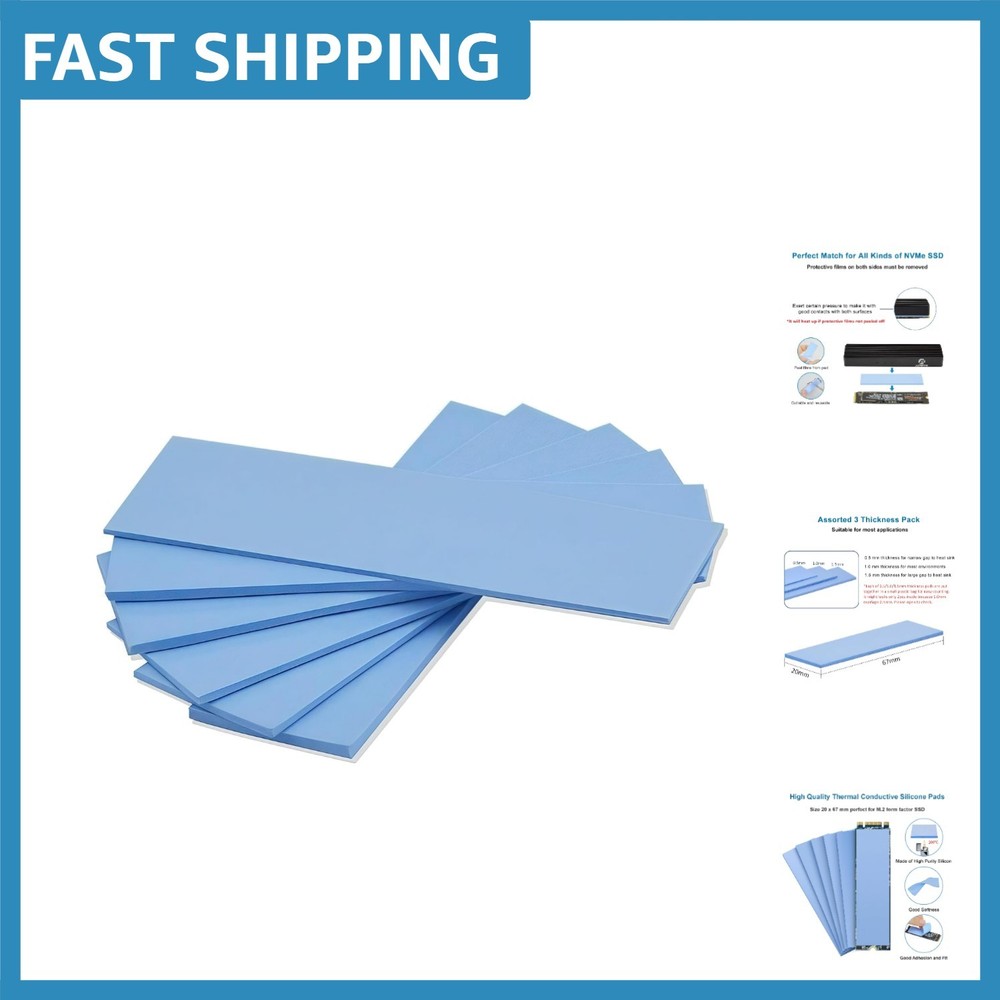 Thermal Conductive Silicone Pads - 6 Mixed Sizes for Efficient Device Cooling