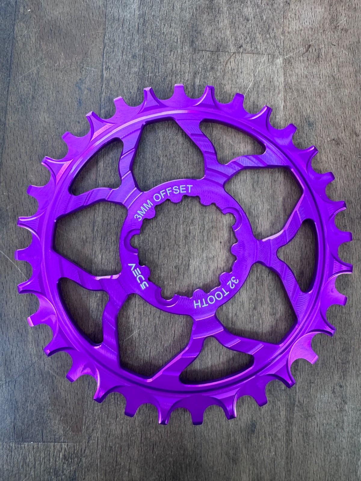 5DEV  32T 3-Bolt Chainring - 7075 Aluminum, 3mm Offset, Purple, Boost NEW