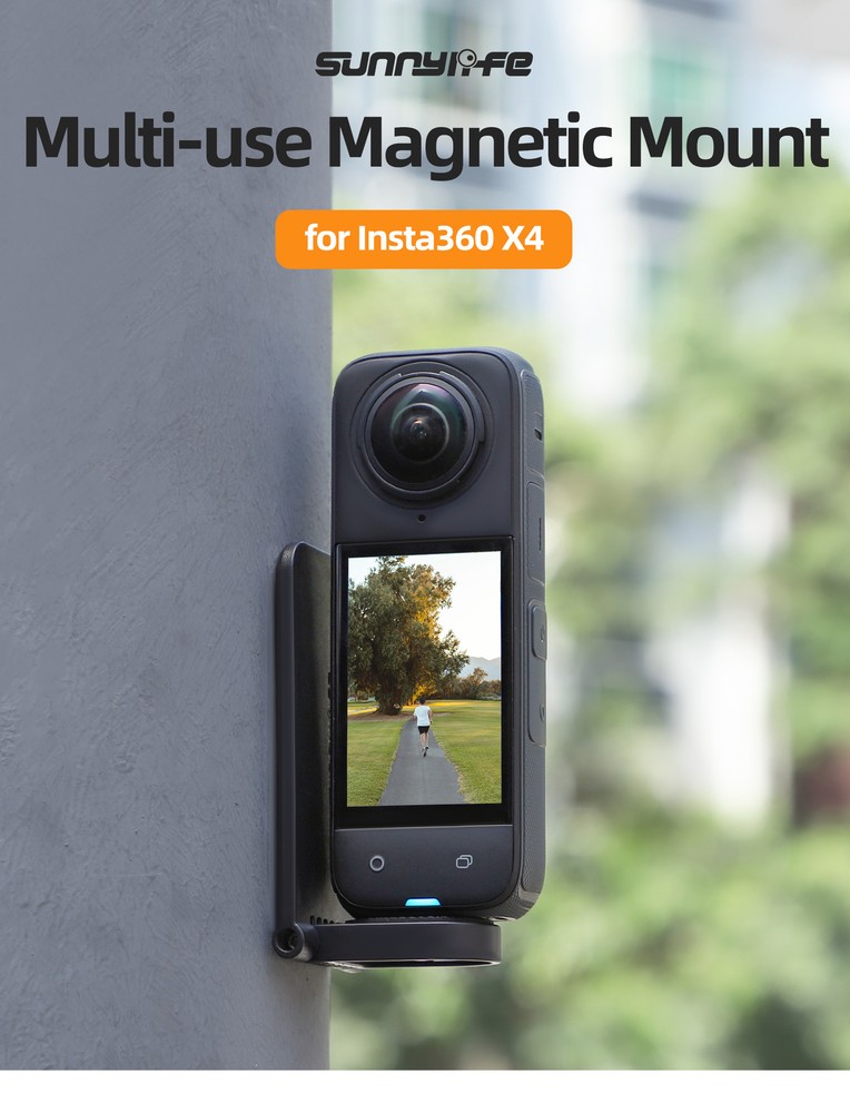 For Insta360 X4 Magnetic Adjustable Angle Base Camera Handle Scene Stand Black