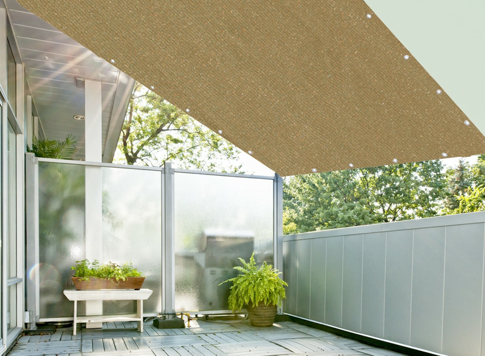 90% Straight Edge Sun Shade Sail, Pergola Cover Canopy Shade W/ Grommets Walnut