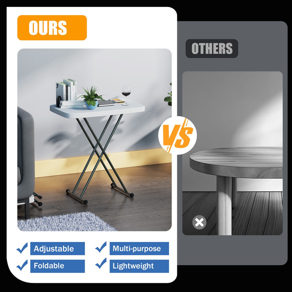 Height Adjustable Folding Table Snack Desk Laptop Table Small Computer Desk