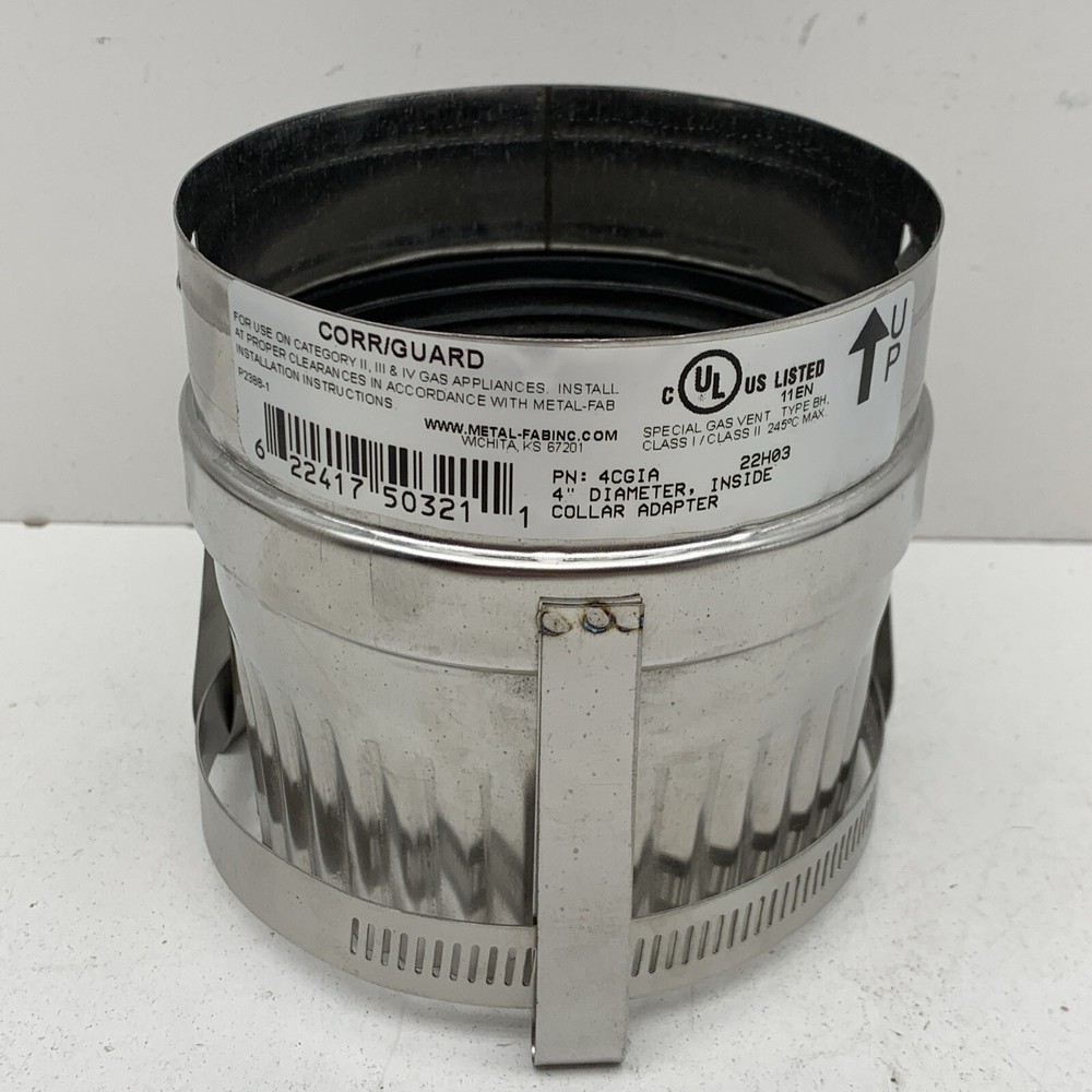 Corr/Guard 4CGIA Gas Vent Flue Inside Collar Adapter 4"