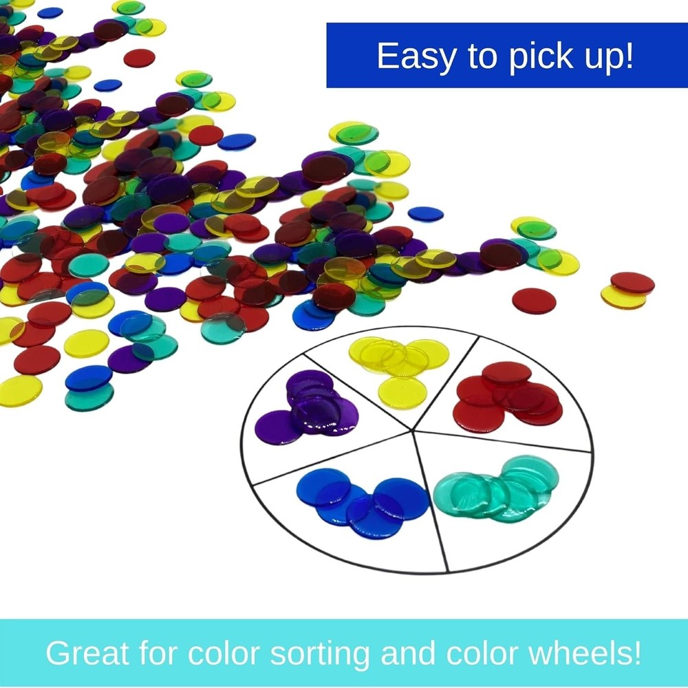 MR CHIPS Plastic Bingo Chips for Games 1000 Count Bag - Solid and Transparent Co