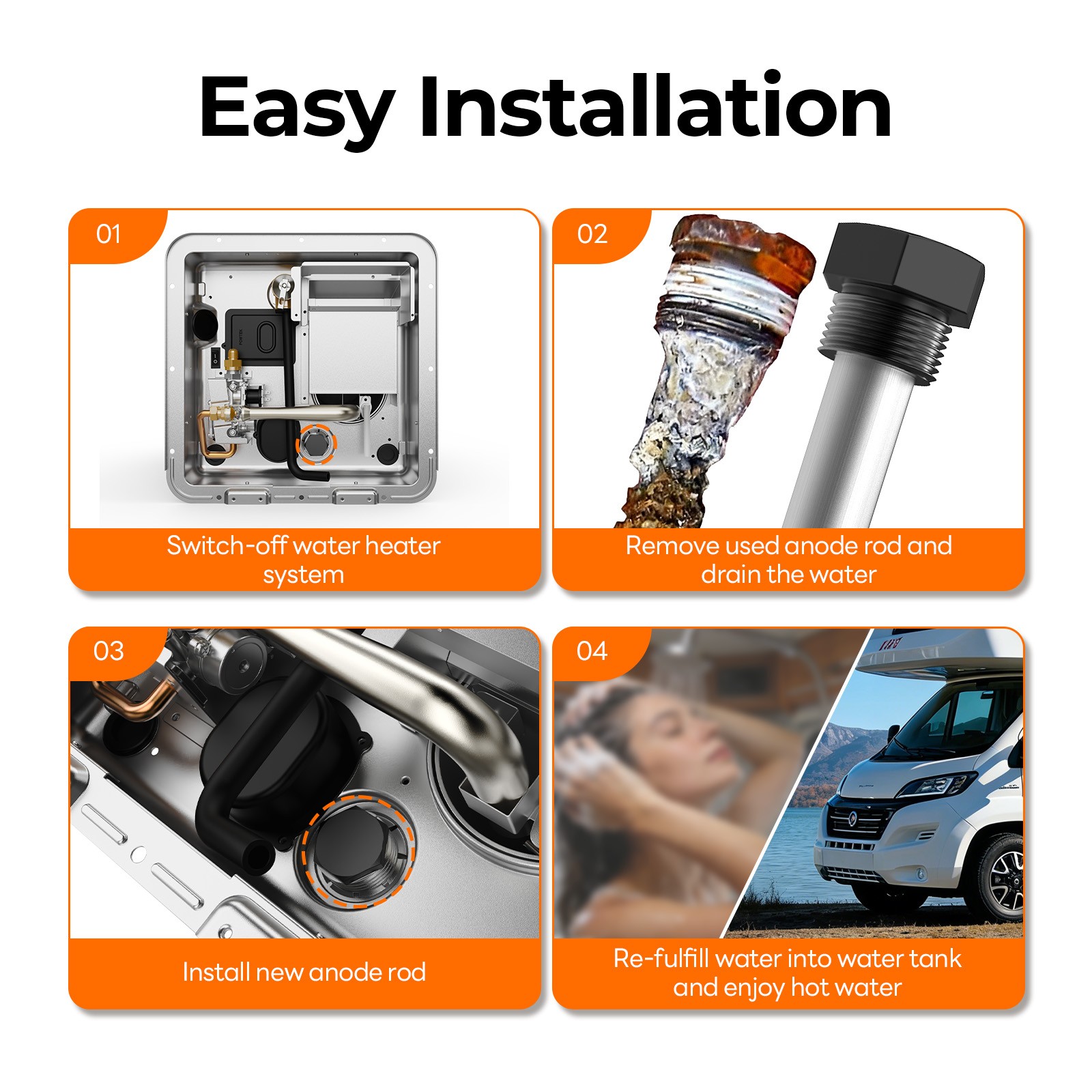 RV Water Heater Magnesium Anode Rod 9.25" inch 3/4" NPT for Suburban SW6DE