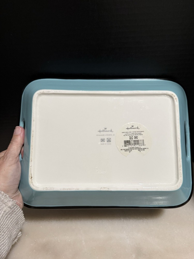 Hallmark Blue Serving Tray Sheep “Gather Around” 9x12