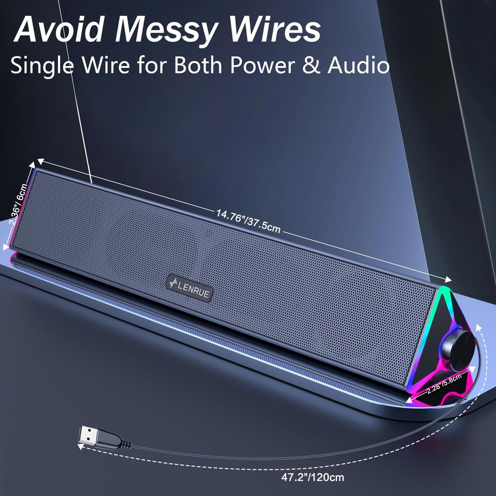 Computer Speakers for Desktop,PC Speakers with Single USB for Power and Stere...