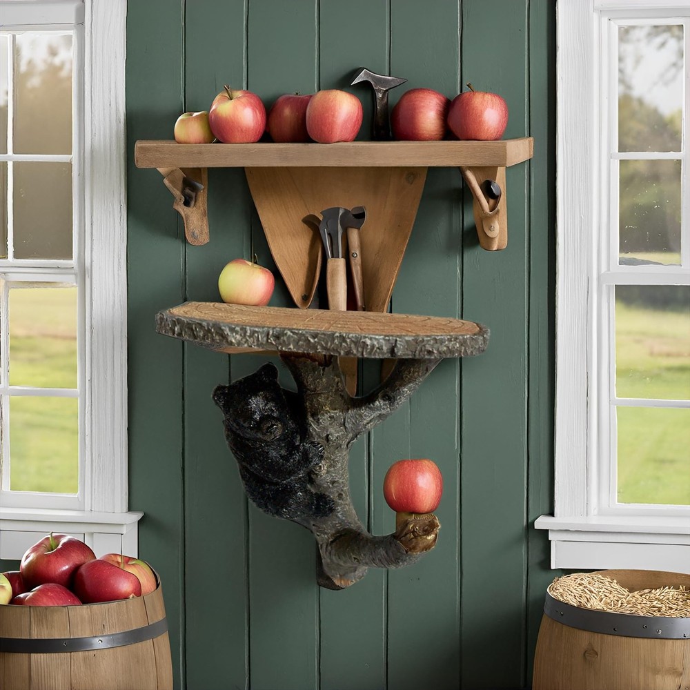 Climbing Bear Wall Shelf - Rustic, 1 Shelf, Accent Shelf, Decorative Wall She...
