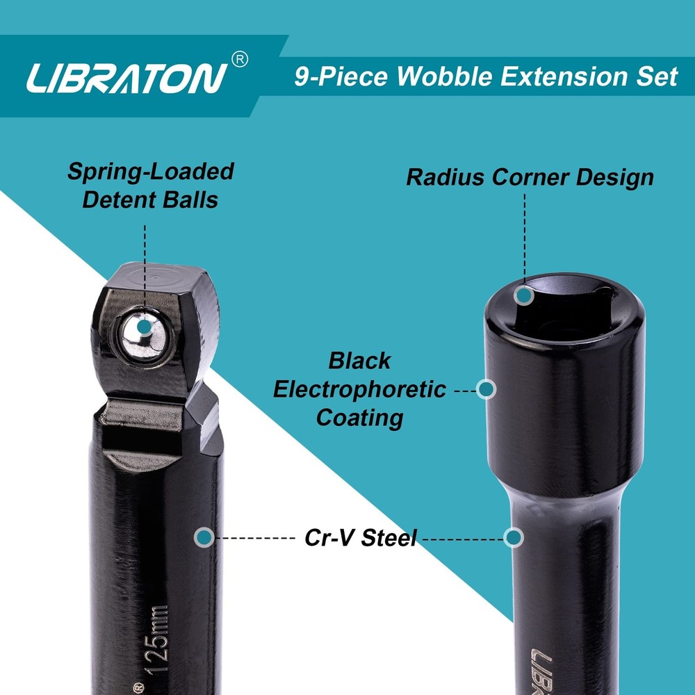 LIBRATON Wobble Extension Set, Socket Extensions Set, Ratchet Extensions 1/4"...