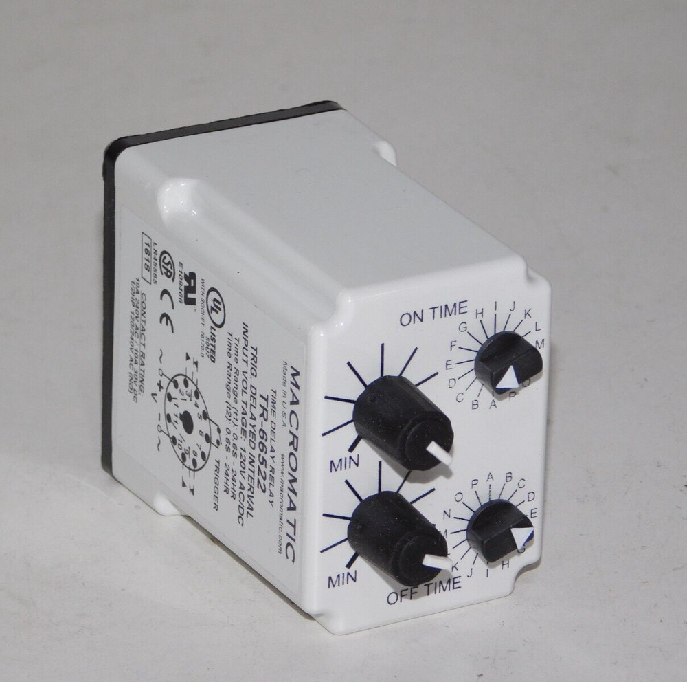 New Macromatic TR-66522 E-Mech Triggered Time Delay Interval Relay 120V Module