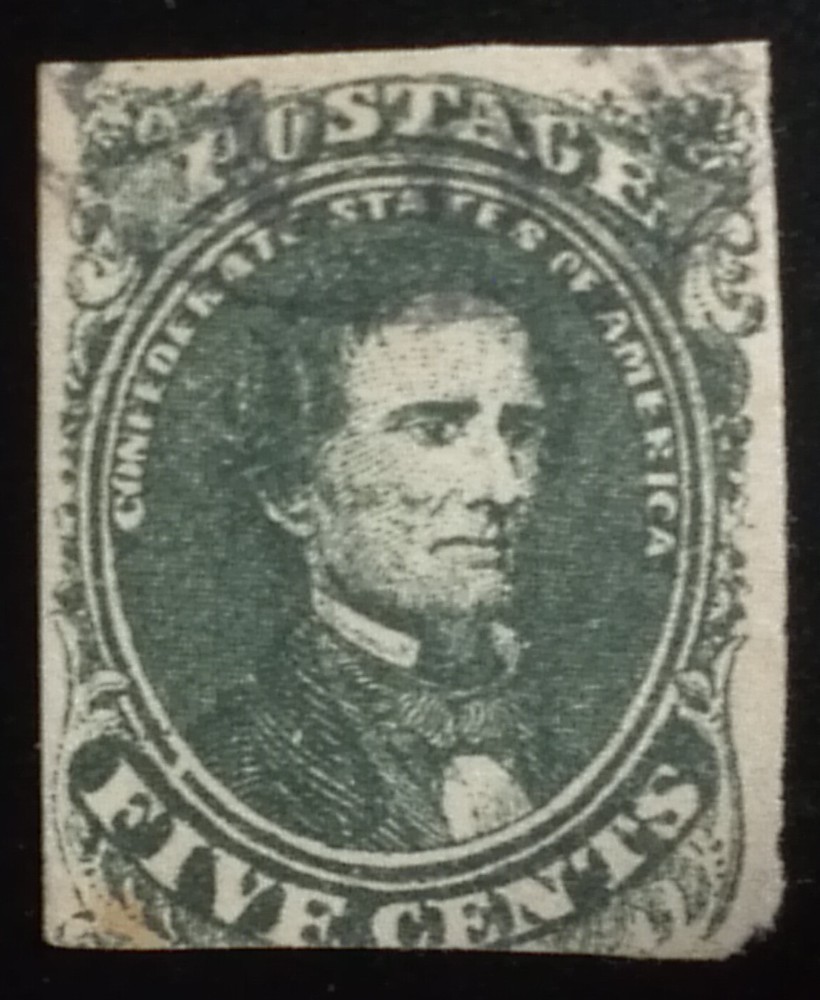 Confederate States Scott # 1b, dark green, used, F