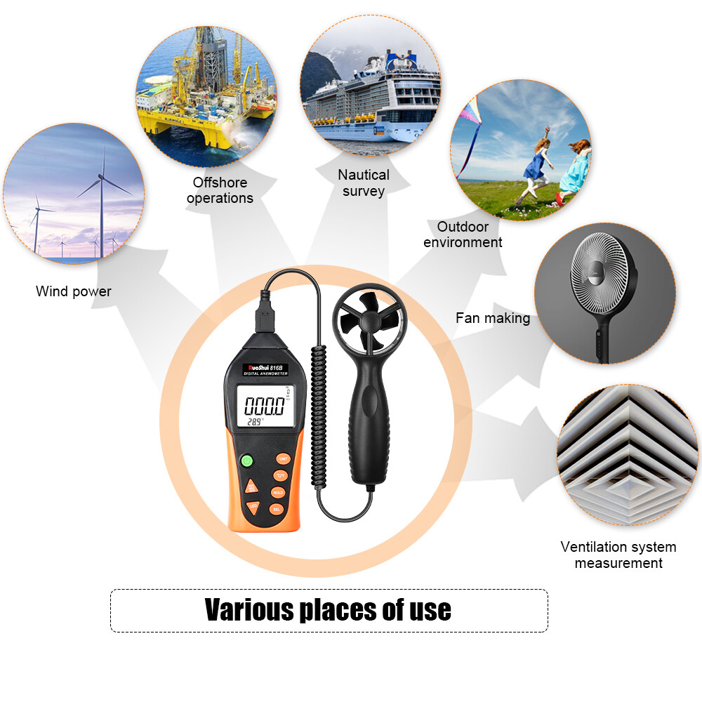 Digital Pro CFM Anemometer HVAC Wind Speed Meter Air Flow Velometer Temp Tester