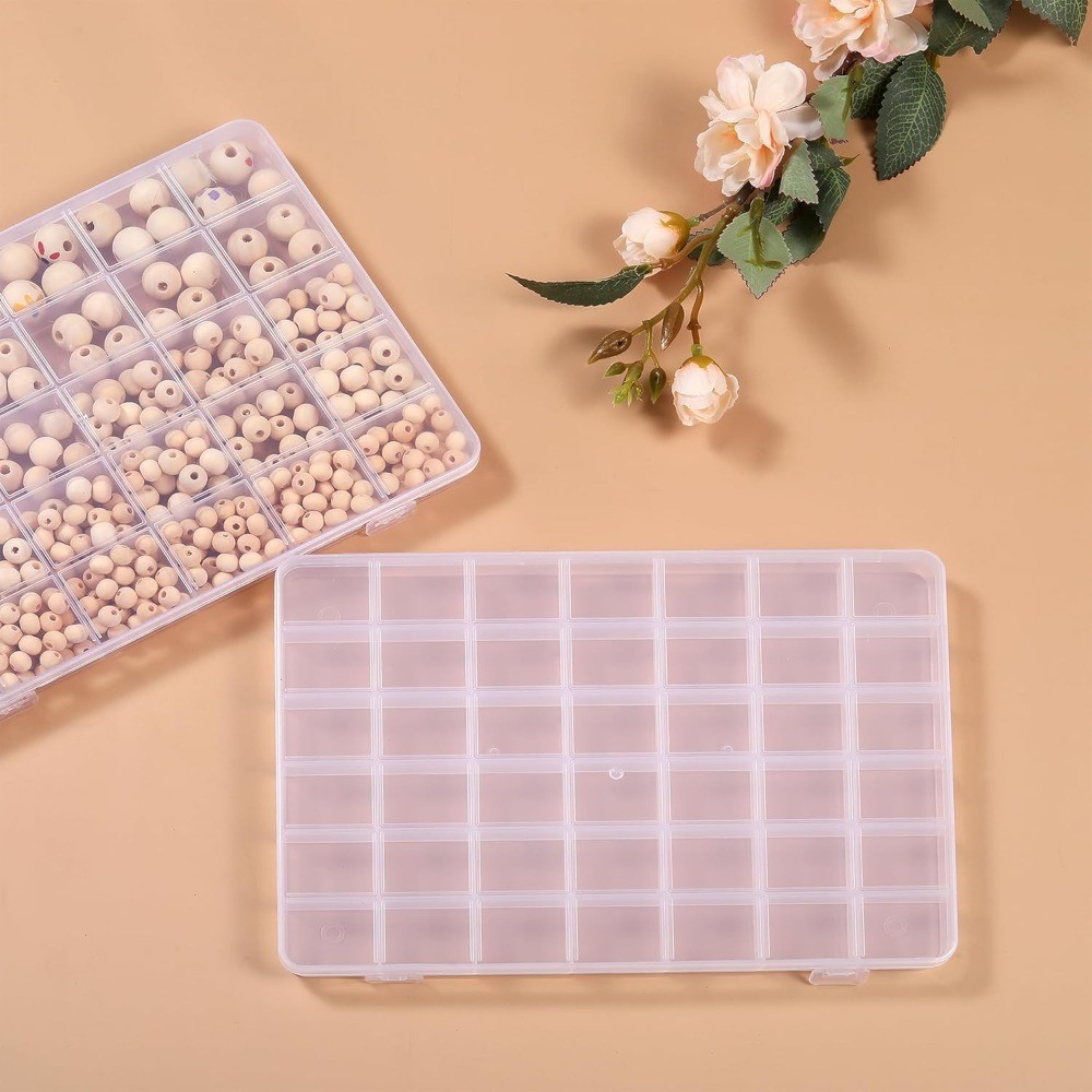 42 Grid Plastic Bead Storage Box Clear Organizer Container with Dividers for