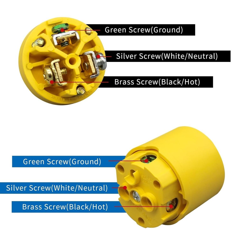 ThunderWay Electrical Replacement Plug & Connector Set, Extension Cord Ends M...