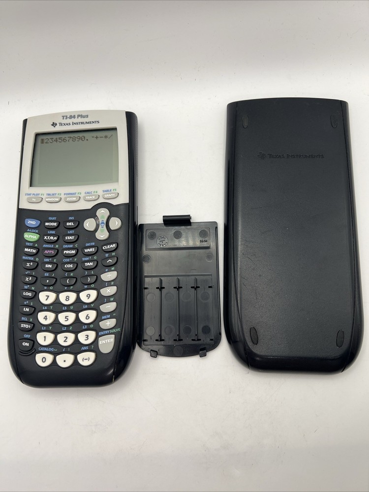 Texas Instruments TI-84 Plus Graphing Calculator Black with Cover & Case WORKING