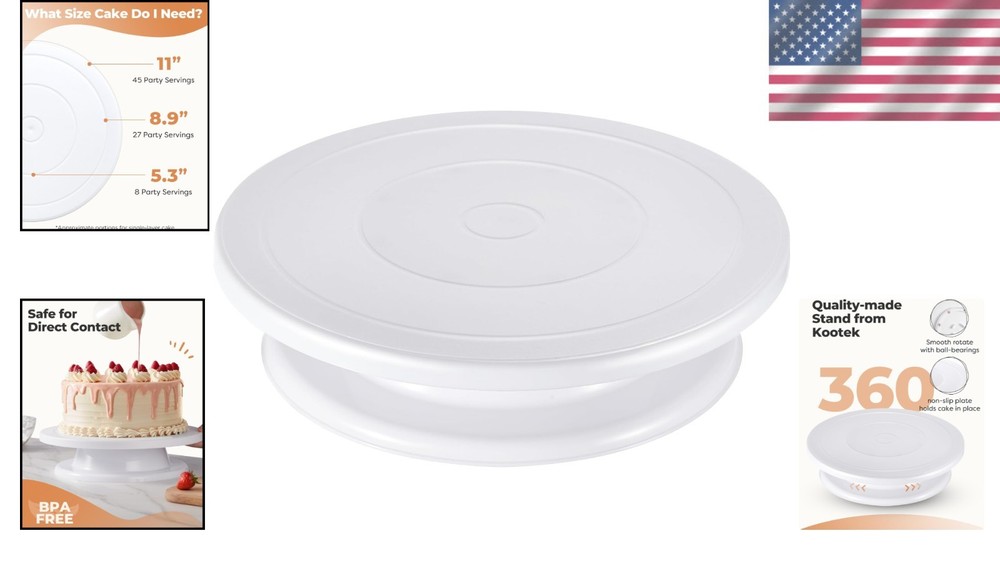 Elevate Your Baking: 11-Inch White Rotating Cake Turntable for Easy Decorating